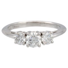 Vintage Tiffany and Co. Three Stone Round Diamond Engagement Ring 0.91cts Total