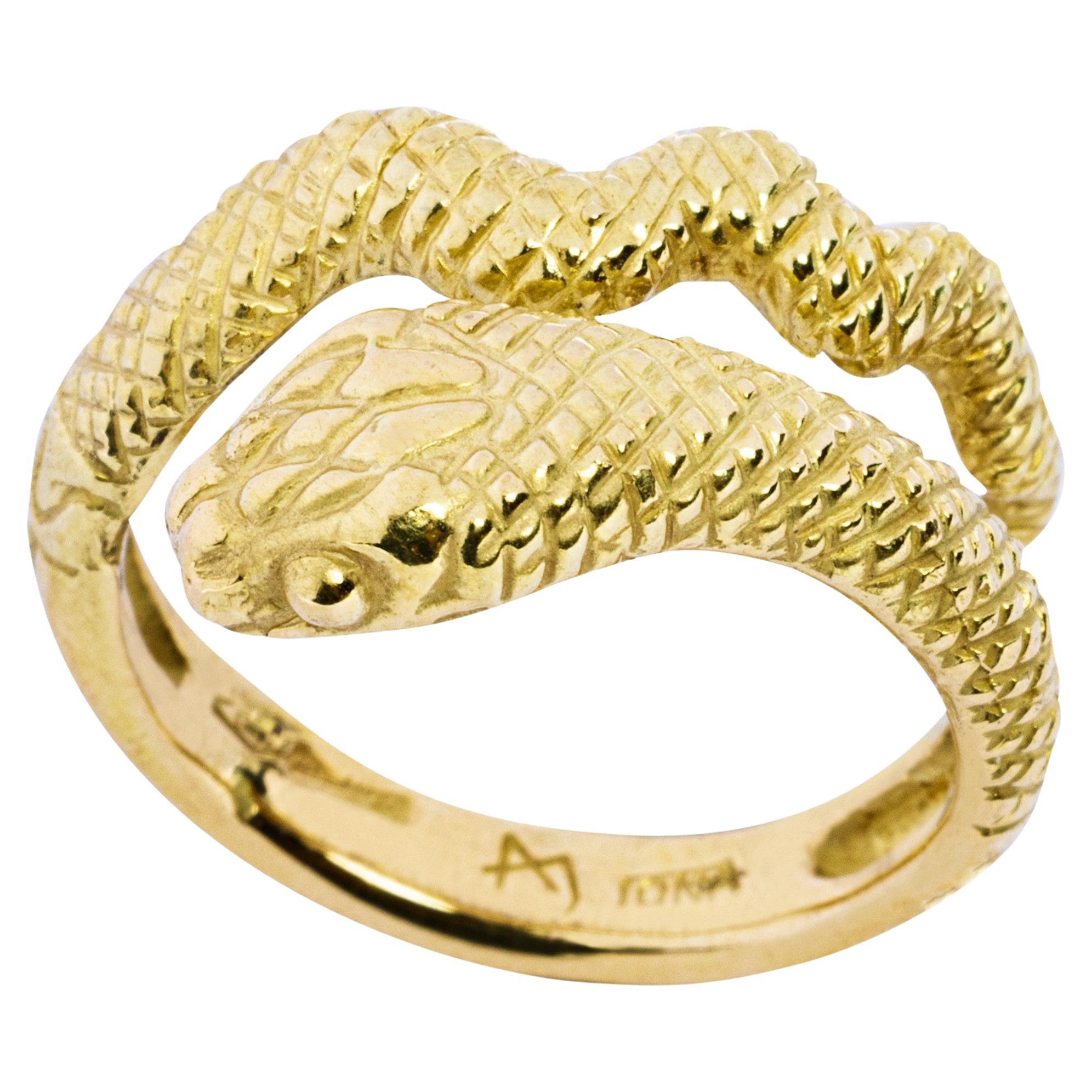 Alex Jona 18 Karat Yellow Gold Snake Ring