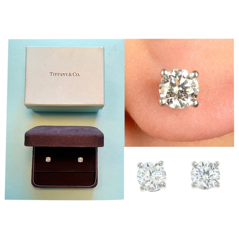 Tiffany solitaire diamond stud earrings Clearance