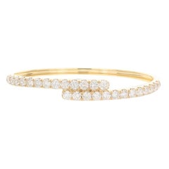 18k Yellow Gold Diamond Bypass Bangle