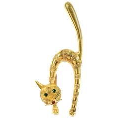 Arched Cat Gold Brooch Pin Arched Cat Gold Brooch Pin