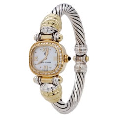 Retro David Yurman Ladies 18K Yellow Gold Sterling Silver Diamond Wrist Watch