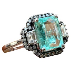 Used Certified 2.71 Carat Paraiba and Diamond Three Stone Engagement Ring