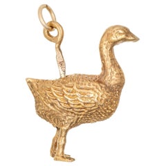 Golden Goose Laying Egg Charm Vintage 14k Yellow Gold Pendant Fine Jewelry