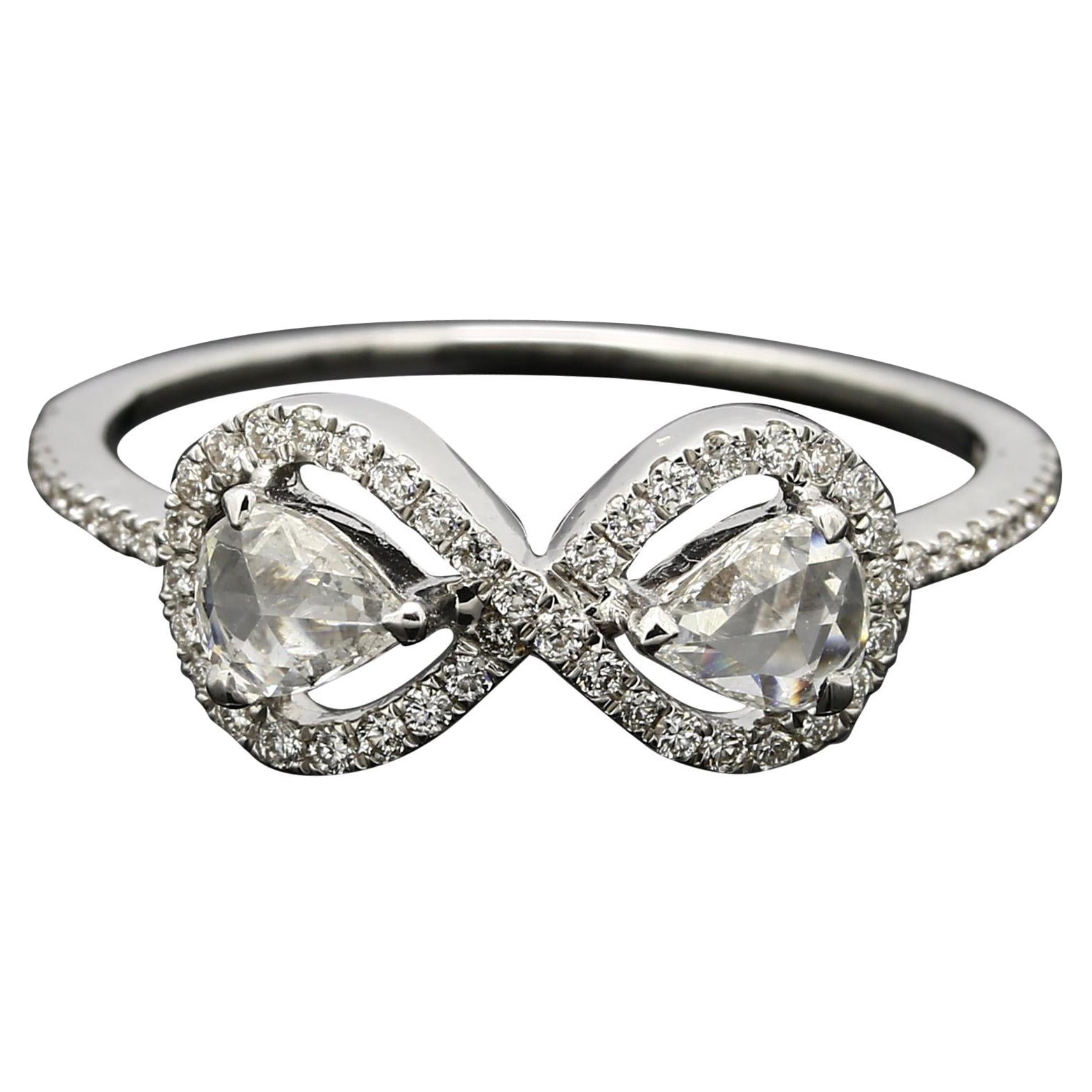 PANIM 0.61 Carat Diamond Rosecut Moi Et Toi 18K White Gold Ring For Sale