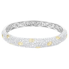 Nigaam 8.27 Cttw. White and Yellow Diamond Bangle in 18K White Gold