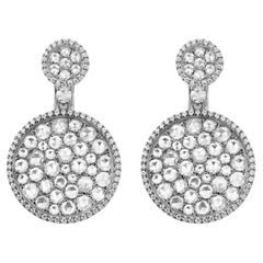 Nigaam 3.61 Cttw. Round Rose-Cut Diamond Round Drop Earrings in 18K White Gold