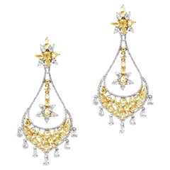 PANIM 12.77 Carat Diamond Rosecut 18K Chandelier Earrings