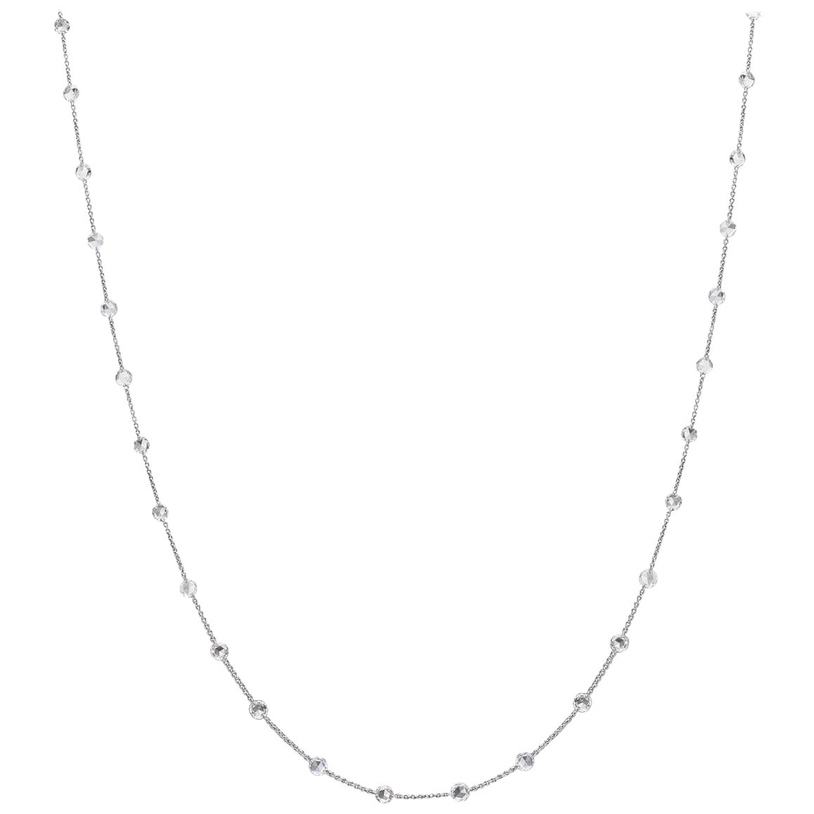 PANIM 4.90 Carats Diamond Rosecut 18k White Gold Choker Necklace For Sale