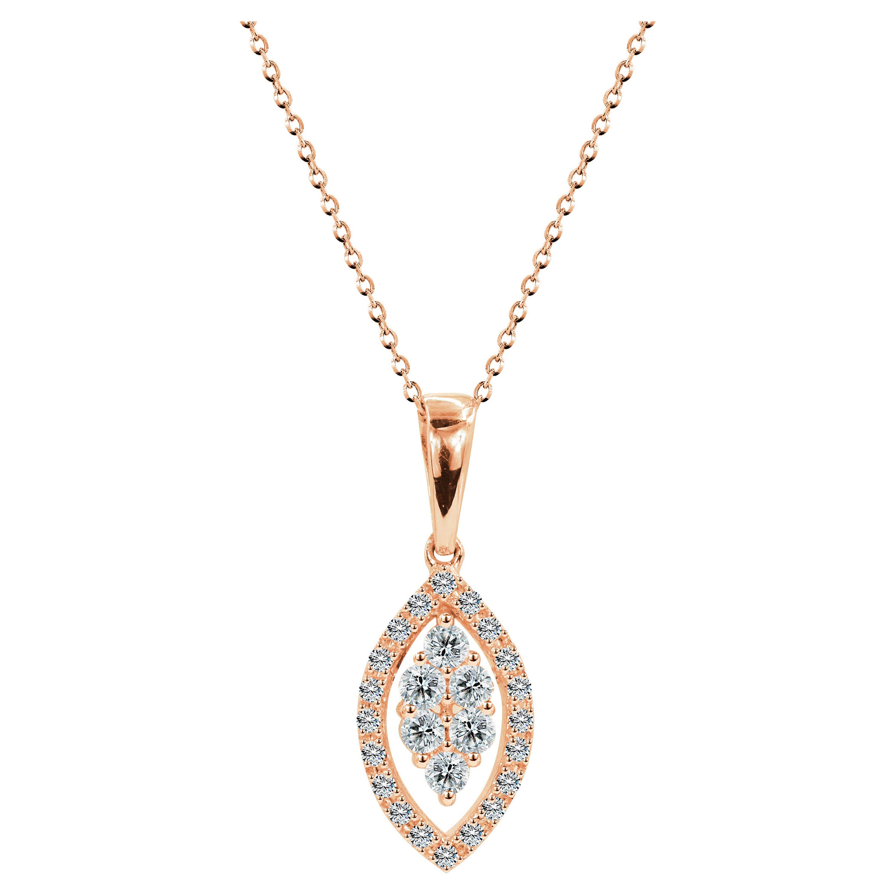 18 Karat Gold Diamant-Halskette mit Marquise-Halo-Diamant-Anhänger im Marquise-Stil
