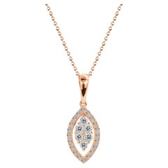 Used 18k Gold Diamond Marquise Halo Diamond Dangle Cluster Marquise Diamond Necklace