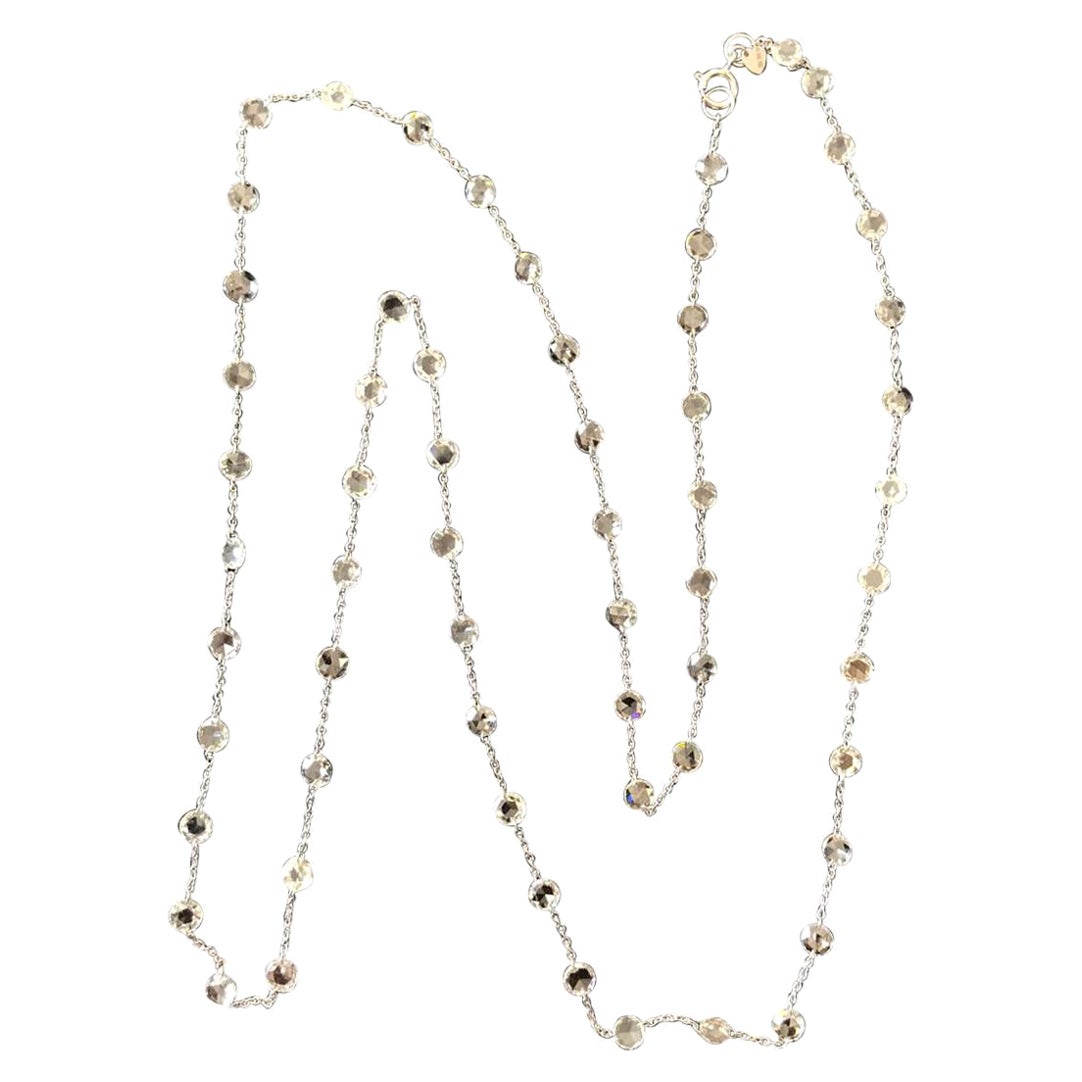 PANIM 6.14 Carats Diamond Rosecut 18k White Gold Necklace For Sale