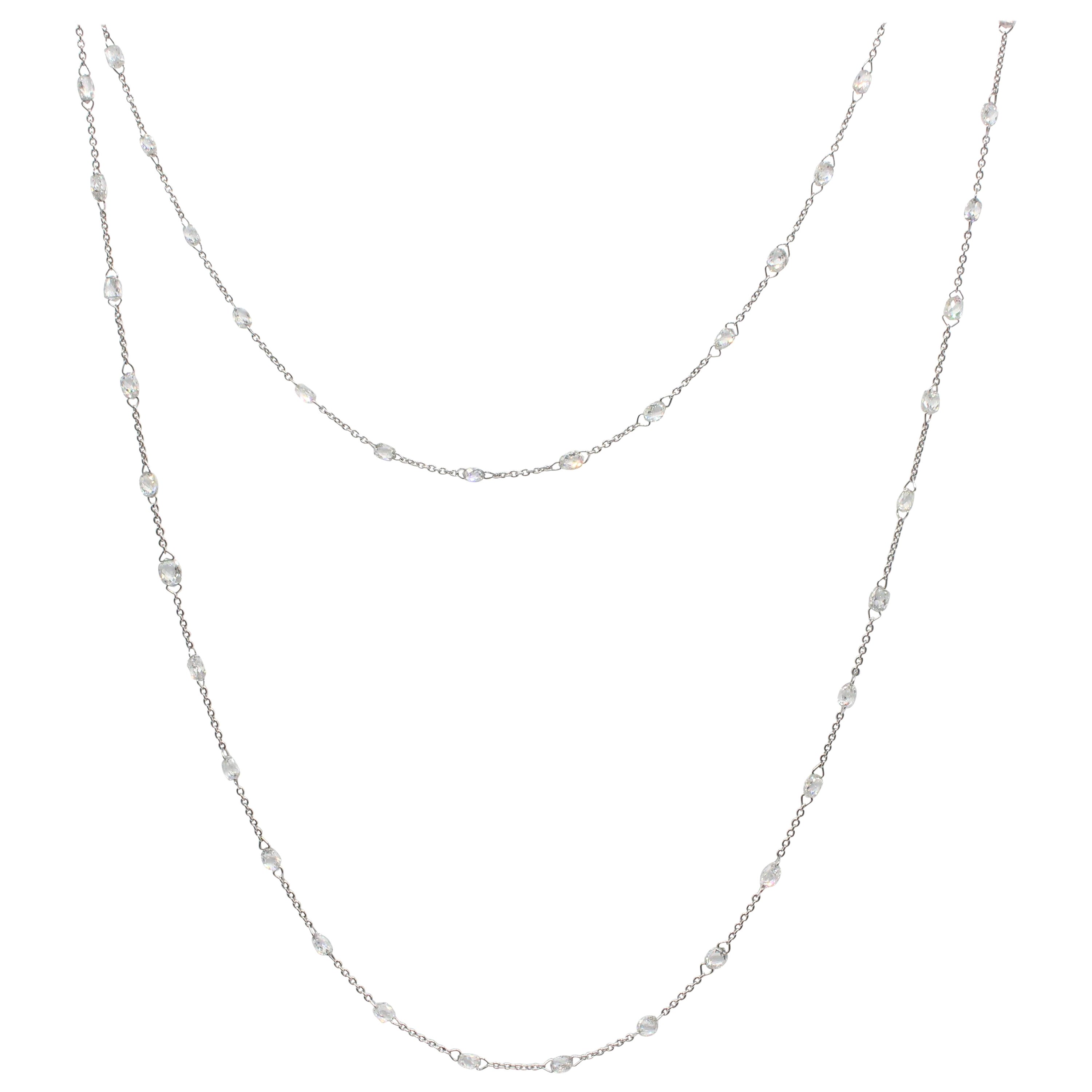 PANIM  10 Carat Diamond Briolette 18 Karat White Gold Necklace For Sale