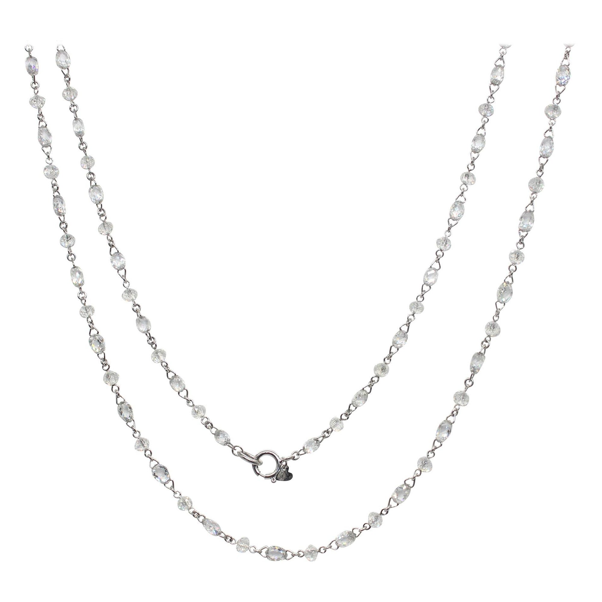 PANIM 15.29 Carat Diamond Briolette & Beads 18 Karat White Gold Necklace