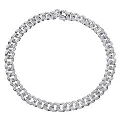 PANIM 20 Carat Pave Set Diamond 18k White Gold Cuban Necklace