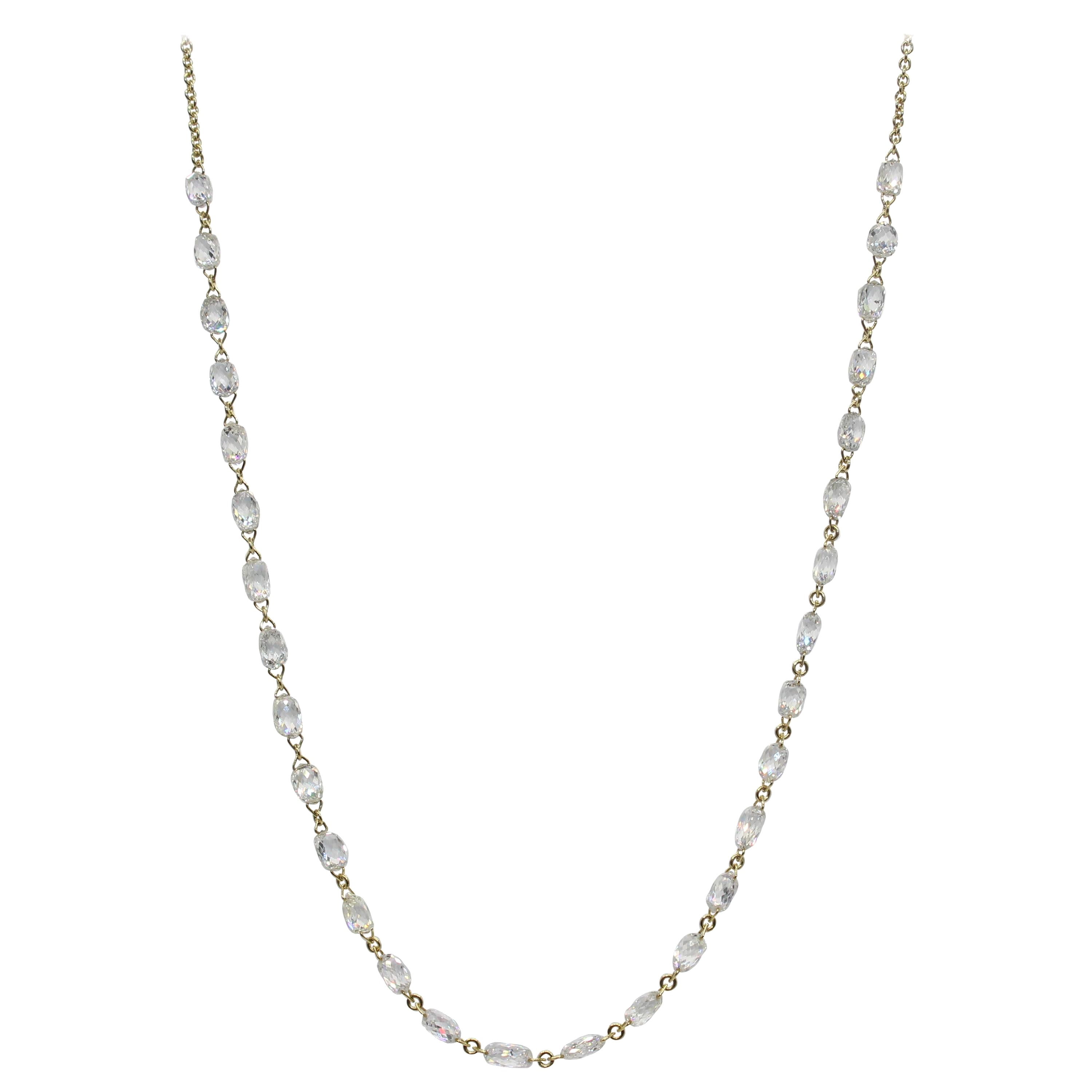PANIM 6.79 Carat Diamond Briolette 18 Karat Yellow Gold Choker Necklace For Sale