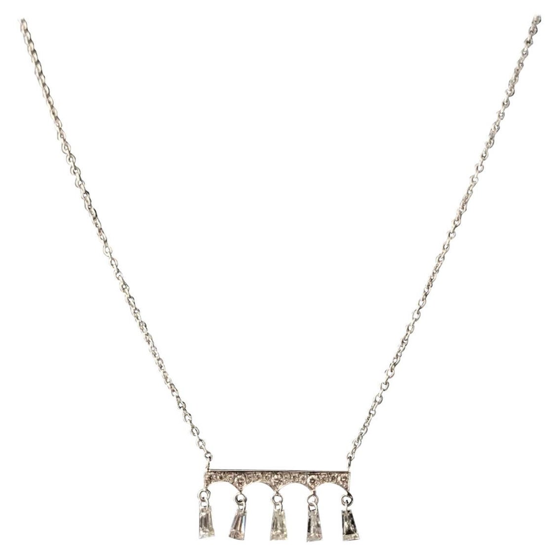 PANIM 0.36 Carat Diamond Baguette Pendant Necklace