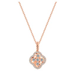 Collier de trèfle en or 18K avec diamant en forme de halo Cluster Diamond Clover 