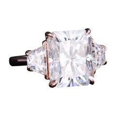 Art Deco 4 Carat Certified Natural Diamond Engagement Ring in 18K Rose Gold
