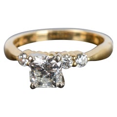 18K Gold Natural Diamond Art Deco Style Engagement Ring, Antique Bridal Ring Set