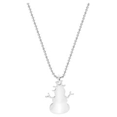 925 Sterling Silver Dangle Gift Christmas Snowman Winter Necklace Intini Jewels
