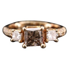 Art Deco 2 CT Certified Natural Diamond Engagement Ring in 18K Gold, Bridal Ring