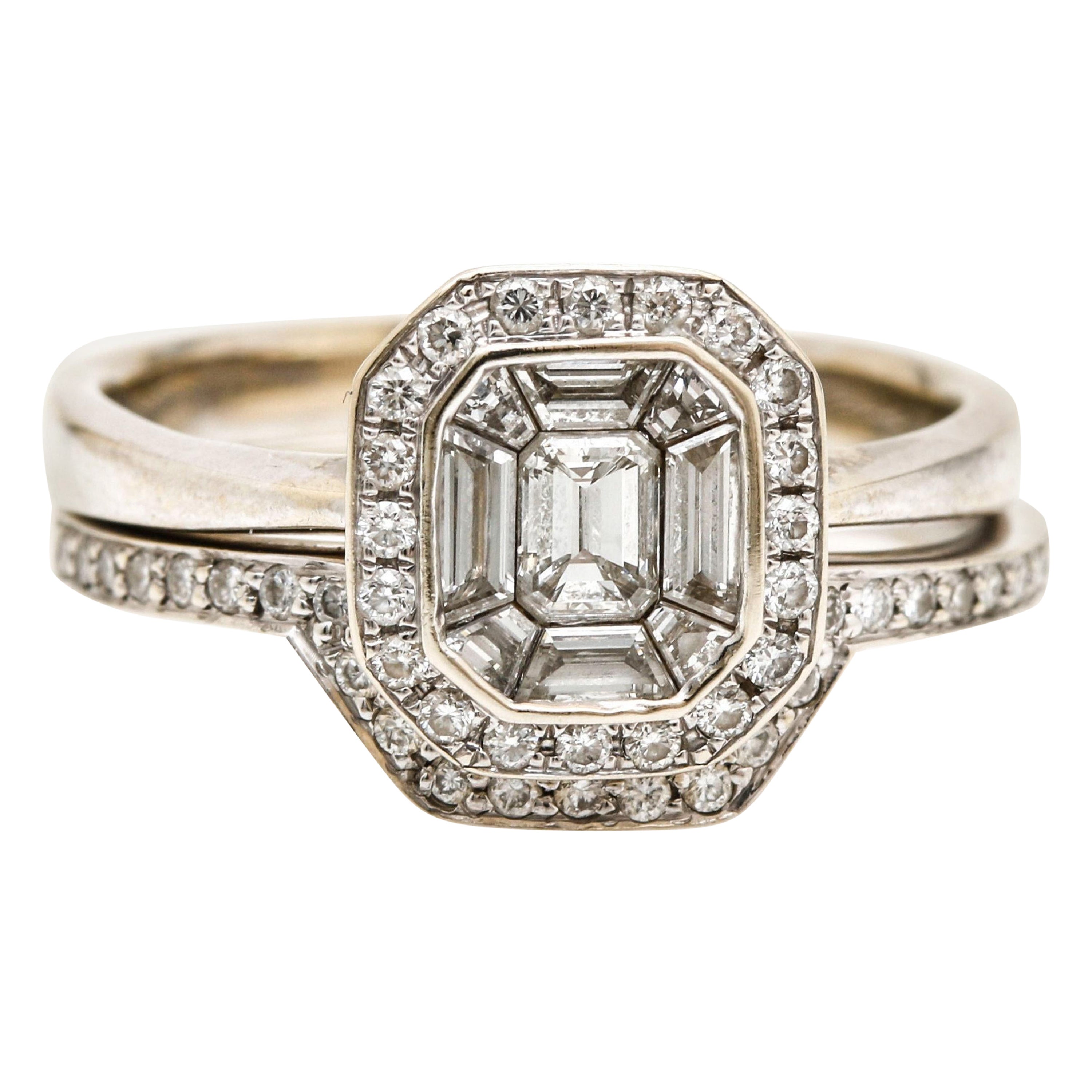 Customizable Halo Canary Yellow Diamond Engagement Ring Set, Diamonds Bridal Wedding For Sale at