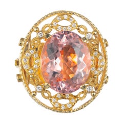 Doris Panos 23.06 Carat Morganite Diamond Gold Pendant