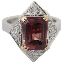 Show Yamagata Ring aus Platin und Gelbgold mit Turmalin, Diamant