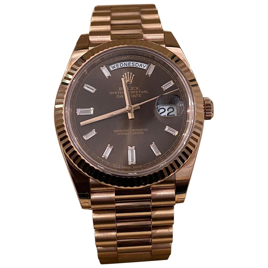 Rolex Day-Date 40 228235 Chocolate Diamond Baguette Dial For Sale