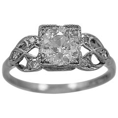 Antique Engagement Ring .75 Carat Diamond and Platinum Art Deco