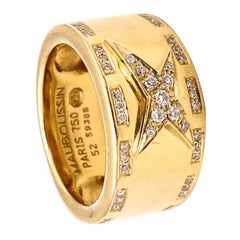 Mauboussin Paris Bague à anneau étoile Divine en or jaune 18 carats et diamants ronds VS