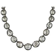 Antique Victorian Rose Cut Diamond Rivière Necklace 7