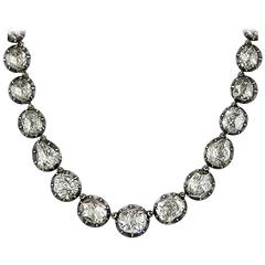 Antique Victorian Rose Cut Diamond Rivière Necklace