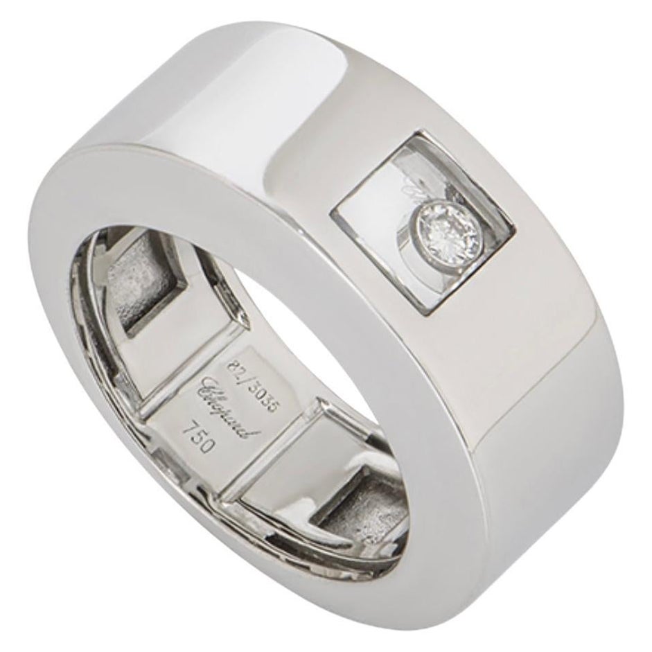 Chopard Happy Diamond 18K White Gold Floating Diamond Ring, Estate For Sale