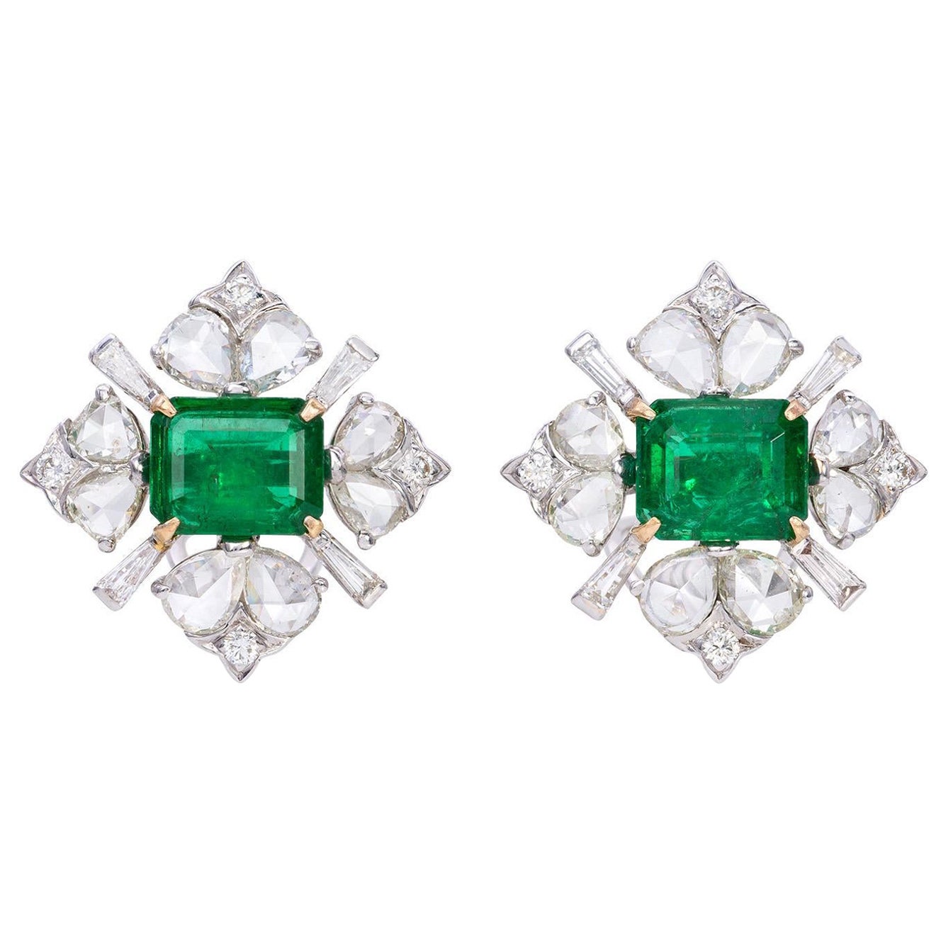 Antique Victorian Emerald Star Stud Earrings at 1stDibs
