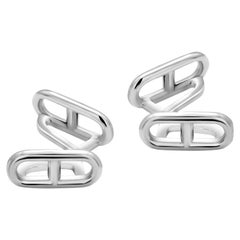 Retro Hermes Paris Retro Le Harve Solid Silver Cufflinks