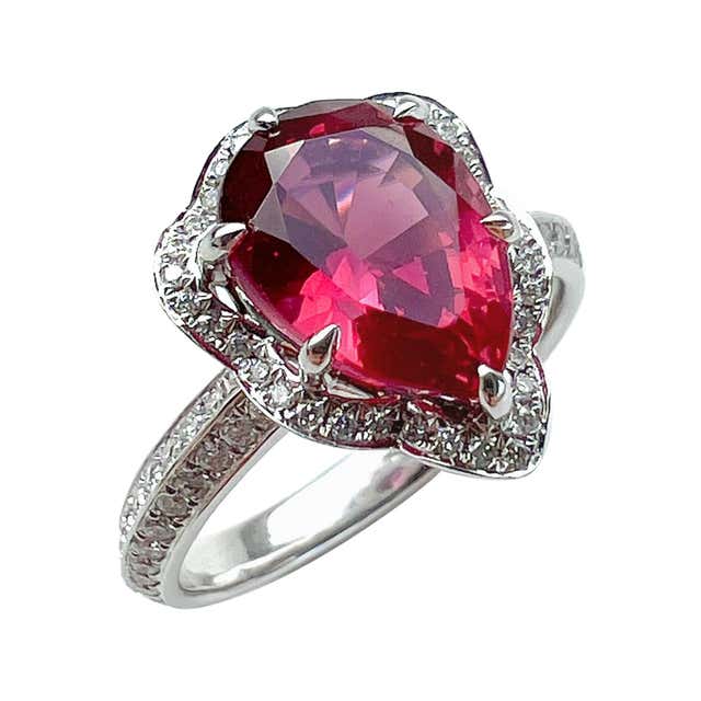 GIA Certified 3.09ct Red Spinel Cocktail Ring Ornate Halo For Sale at ...