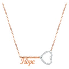 14k Gold Diamond Hope Key Necklace