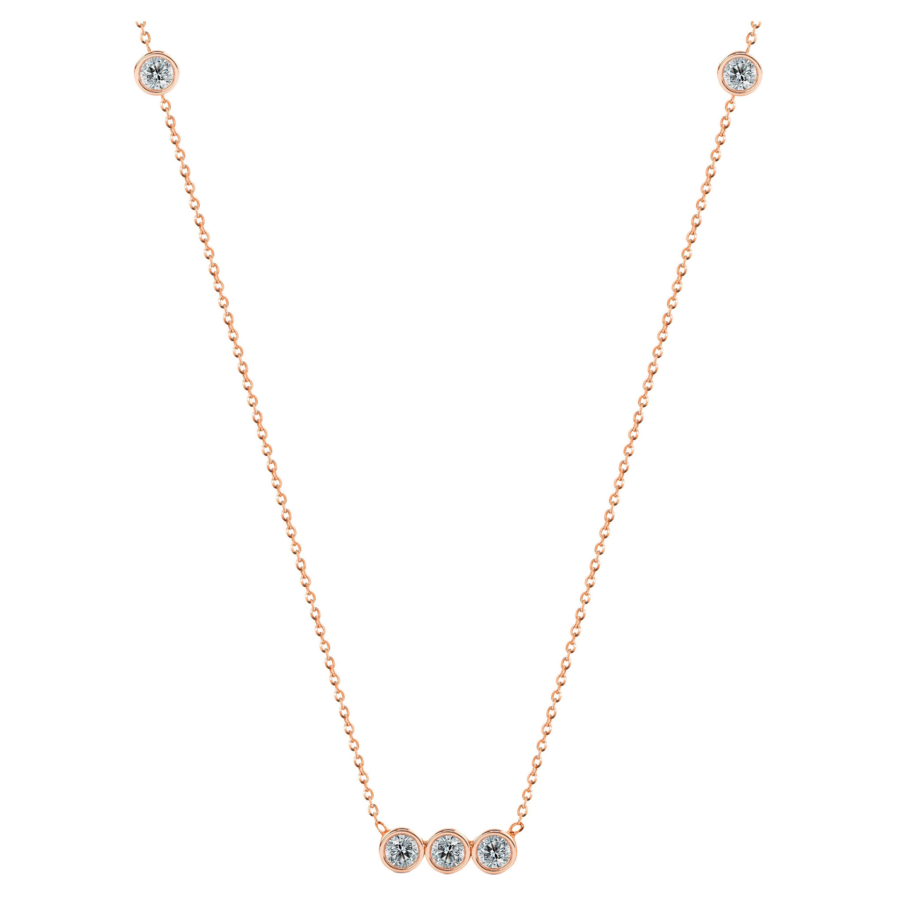 18k Gold Bezel Set Diamond Necklace