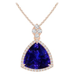 Angara GIA Certified Natural Tanzanite and Diamond Rose Gold Pendant Necklace