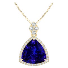 Angara Gia, collier pendentif en or jaune avec tanzanite naturelle certifiée et diamants