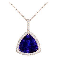 ANGARA GIA Certified Trillion Natural Tanzanite Rose Gold Pendant Necklace