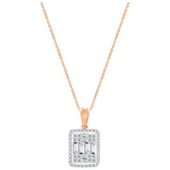 14k Gold Big Diamond Baguette Necklace
