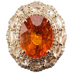 10,23 Karat Sperrastit Mandarin Granat und Diamant Verlobungsring