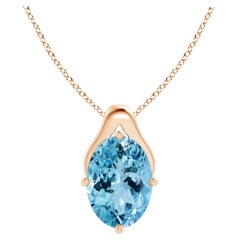 ANGARA GIA Certified Natural Aquamarine Wishbone Rose Gold Pendant Necklace
