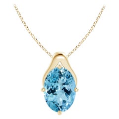 Collana con ciondolo in oro giallo Angara GIA Certified Natural Aquamarine Wishbone