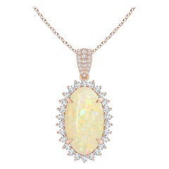 Angara Gia Certificado Ópalo Natural Oro Rosa Colgante Nacklace con Diamante