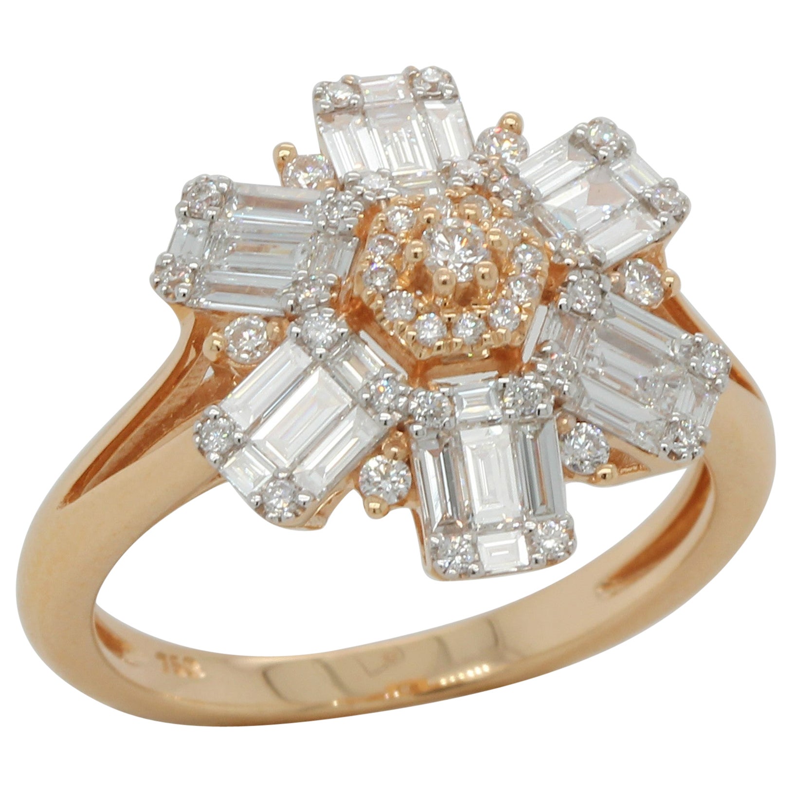 0.99 Carats Diamond Illusion Wedding Ring in 18 Karat Gold For Sale