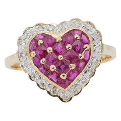 Elegant 18K Yellow Gold Ring with 1.07 ct Natural Ruby and and Diamonds NGI Cert